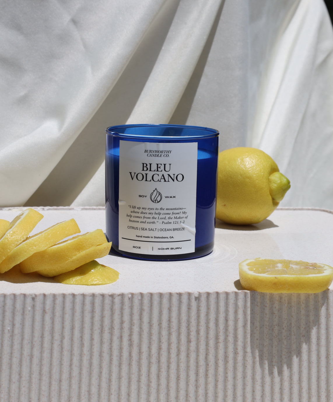 BLUE Bleu Volcano 8oz Soy Candle | 60hr Burn