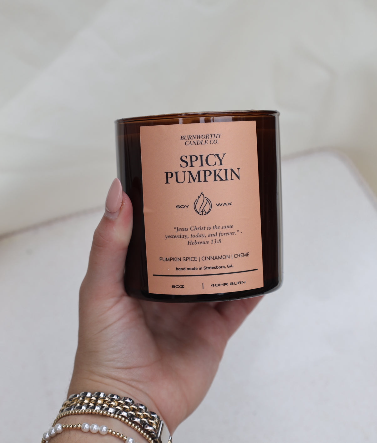 Spicy Pumpkin 8oz Soy Candle | 60hr Burn