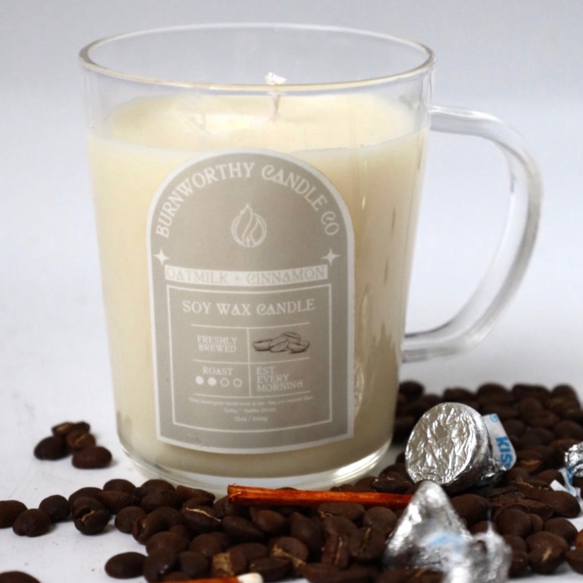 Oatmilk Cinnamon | BrewWorthy Collection | 12oz Coffee Mug Candle - BURNWORTHY CANDLE CO.