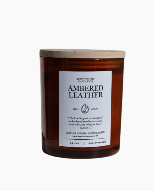Ambered Leather 12oz Candle