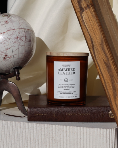 Ambered Leather 12oz Candle