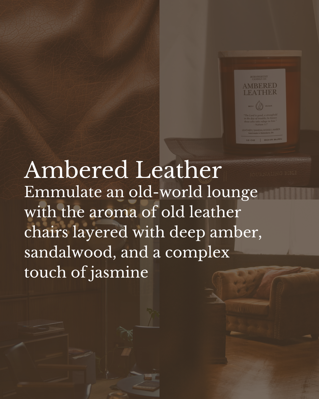 Ambered Leather 12oz Candle