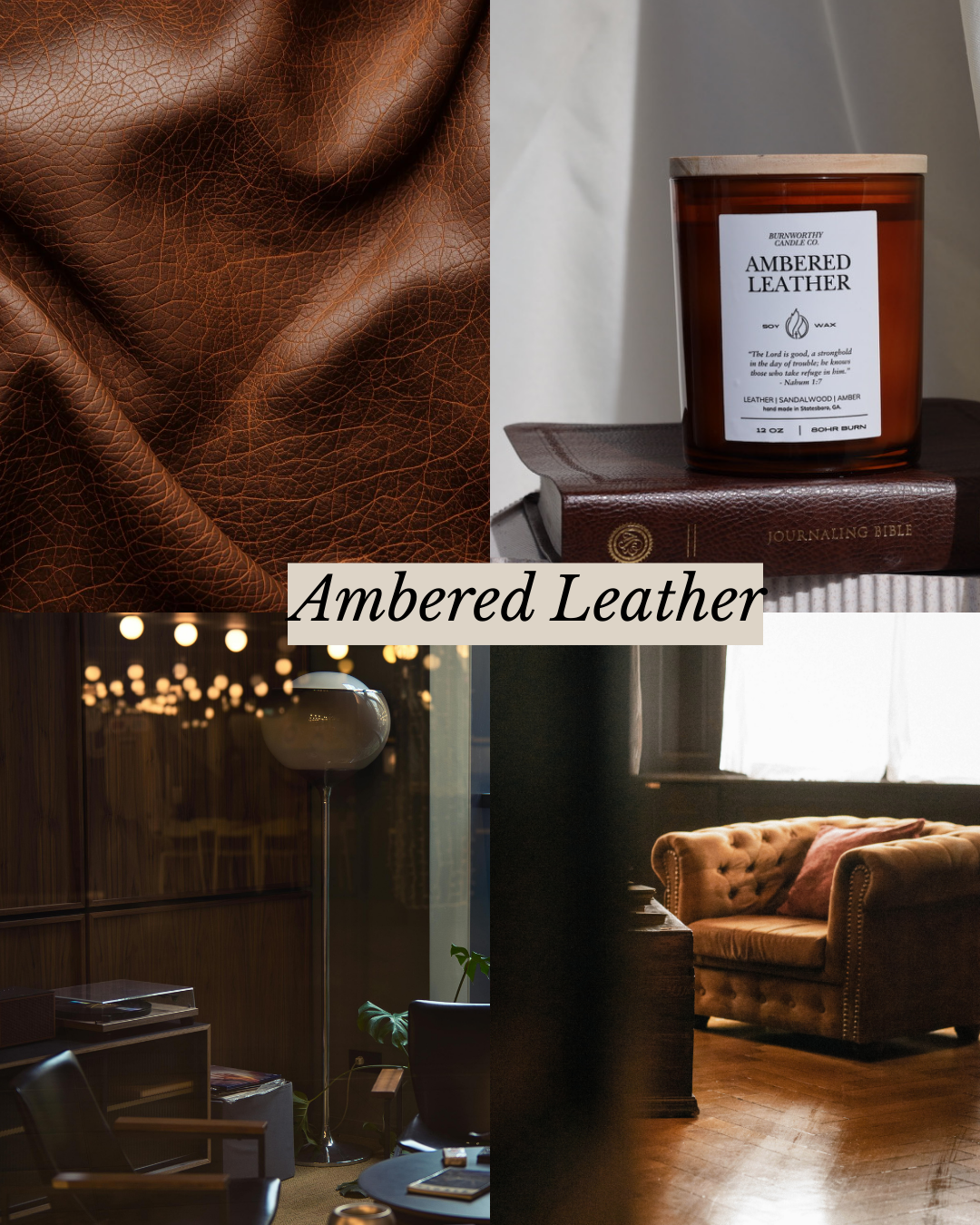 Ambered Leather 12oz Candle
