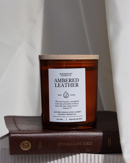 Ambered Leather 12oz Candle