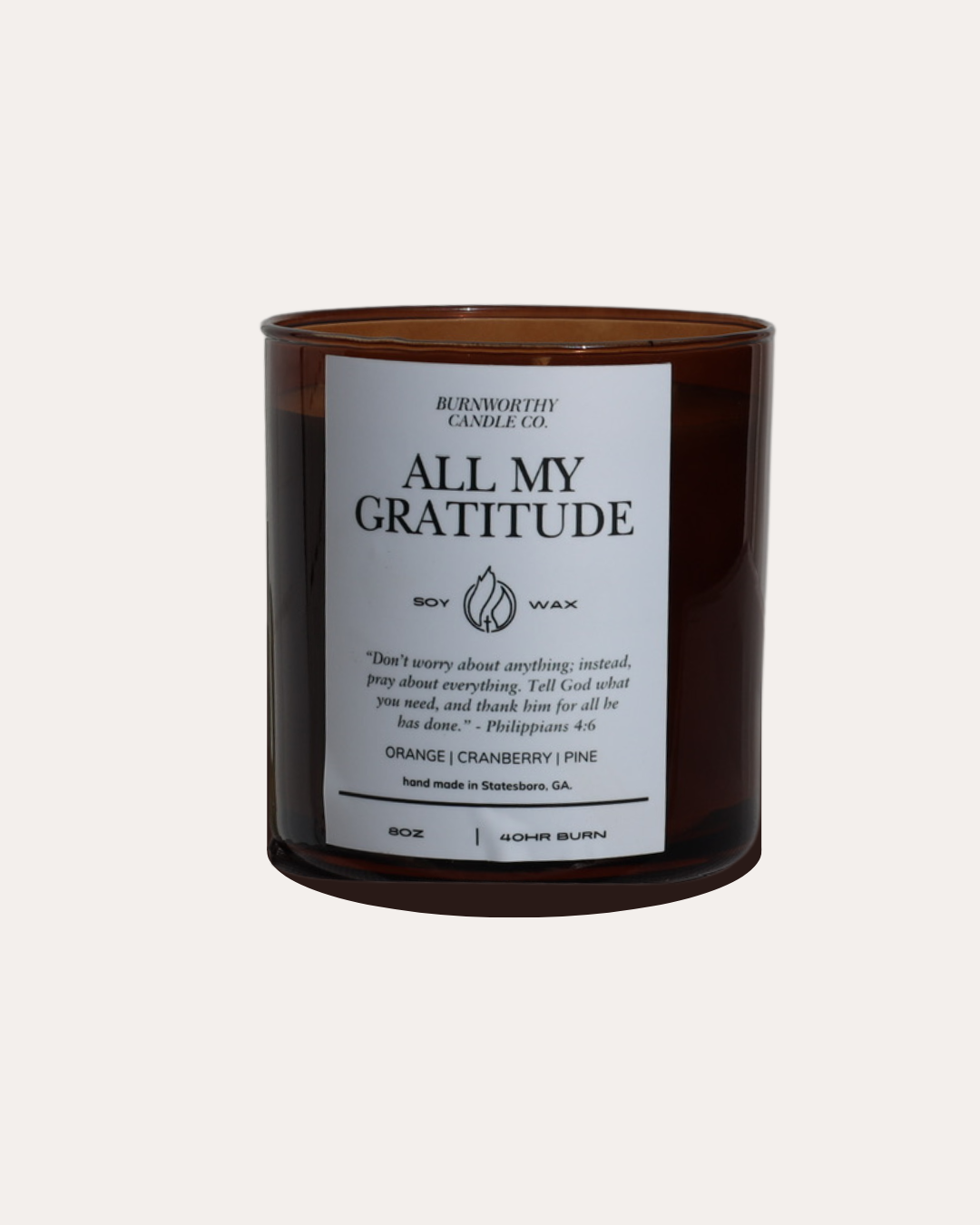 All My Gratitude 8oz Soy Candle | 60hr Burn