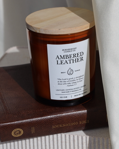 Ambered Leather 12oz Candle