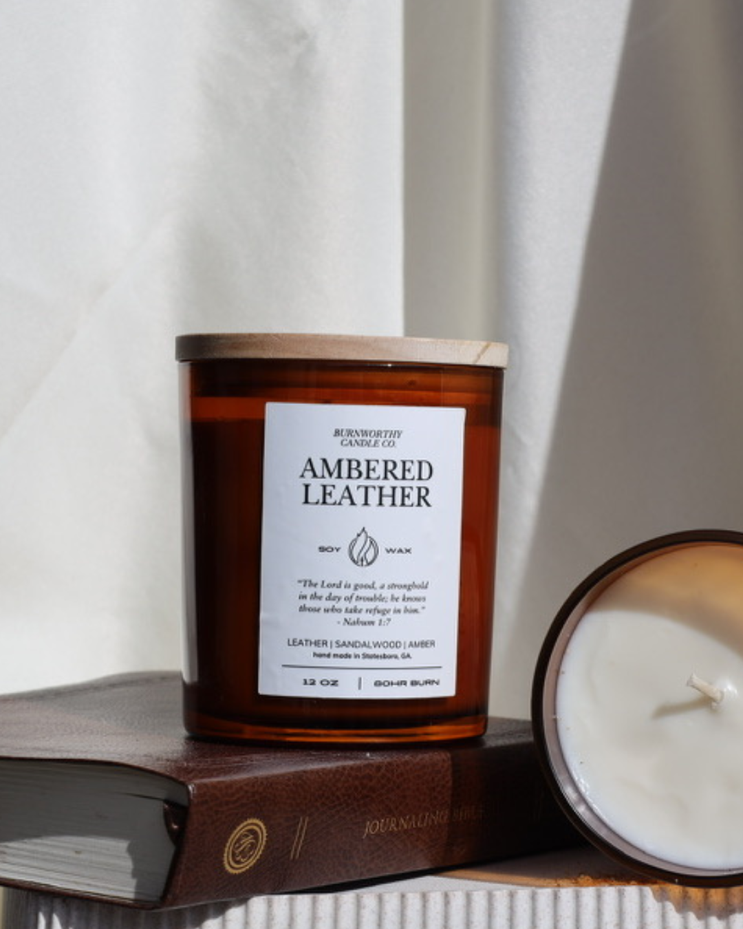Ambered Leather 12oz Candle