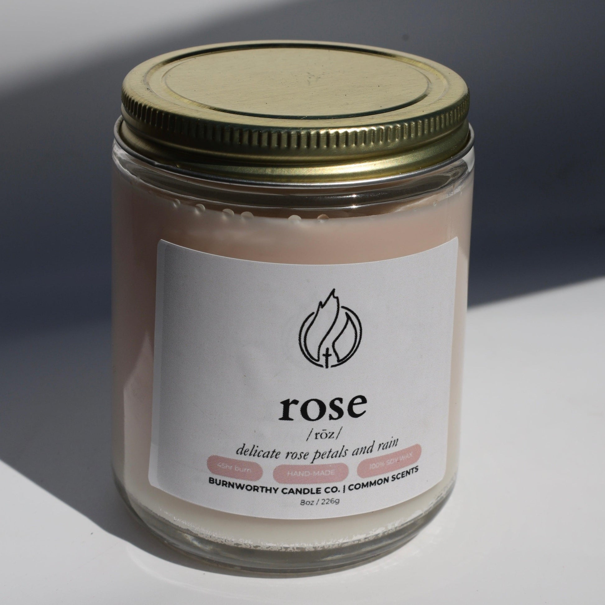 Rose | 100% Soy Wax | USA Made + Sourced - BURNWORTHY CANDLE CO.