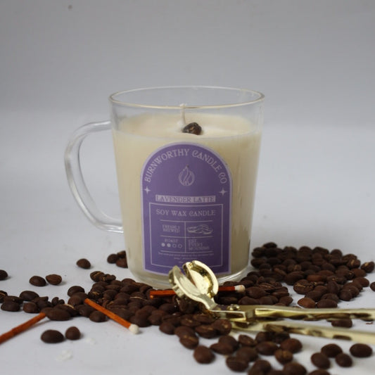 Lavender Latte | BrewWorthy Collection | 12oz Coffee Mug Candle - BURNWORTHY CANDLE CO.