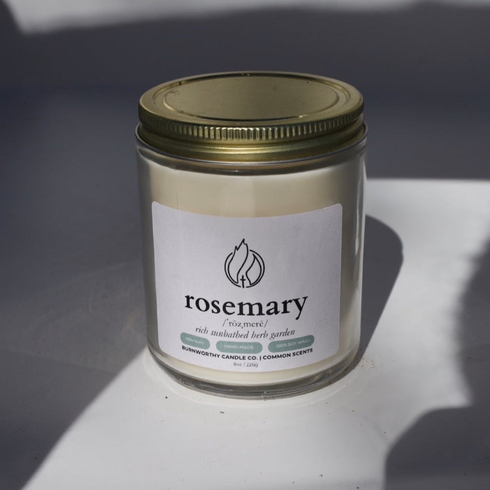 Rosemary | 100% Soy Wax | USA Made + Sourced - BURNWORTHY CANDLE CO.