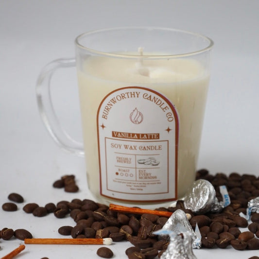 Vanilla Latte | BrewWorthy Collection | 12oz Coffee Mug Candle - BURNWORTHY CANDLE CO.