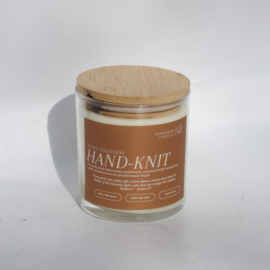 Hand-Knit | James 1:7 | USA Made Soy Wax Candle - BURNWORTHY CANDLE CO.