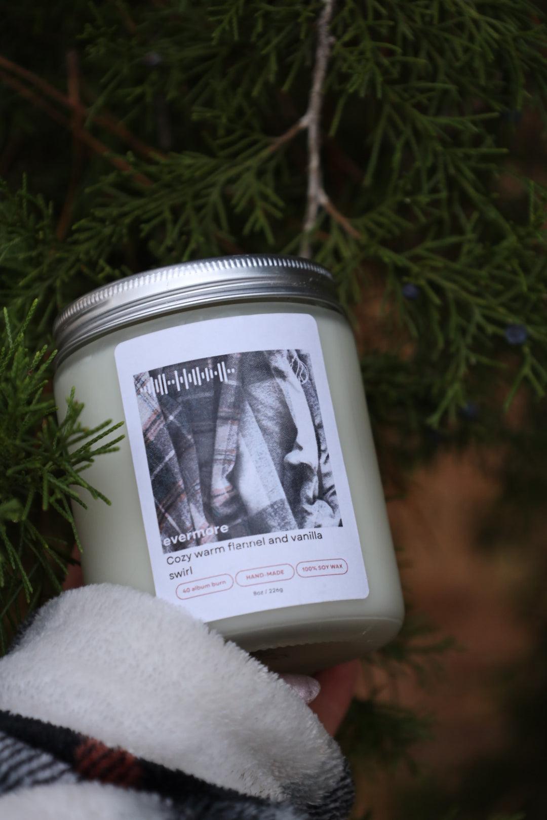TSwift Evermore Candle | Non-toxic 8oz Soy Wax - BURNWORTHY CANDLE CO.