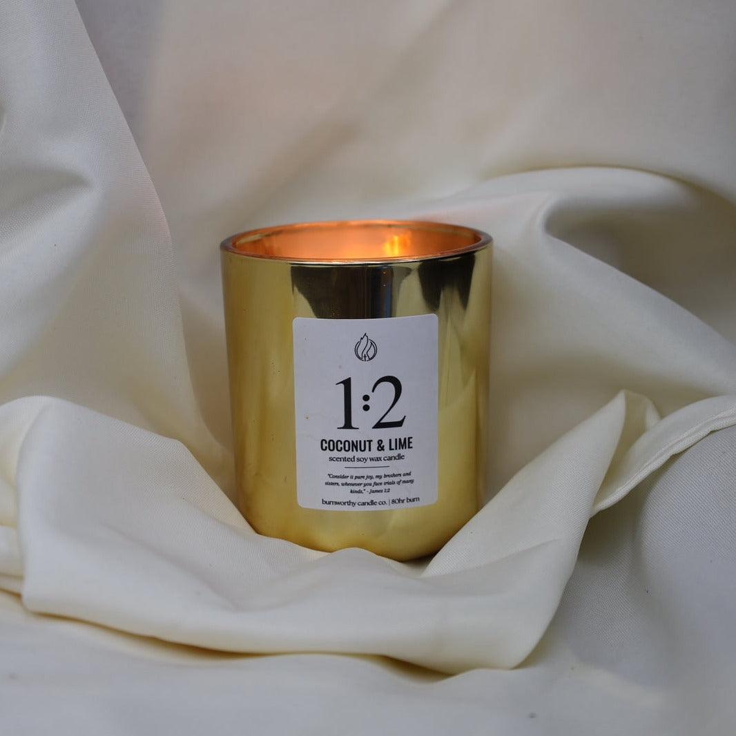 Coconut & Lime | James 1:2 Soy Wax Candle - BURNWORTHY CANDLE CO.