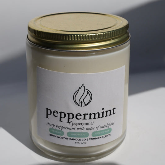 Peppermint | 100% Soy Wax | USA Made + Sourced - BURNWORTHY CANDLE CO.
