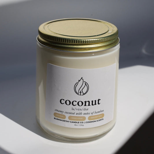 Coconut | 100% Soy Wax | USA Made + Sourced - BURNWORTHY CANDLE CO.